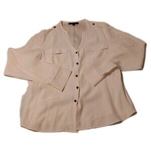 Lafayette 148 New York Ivory Cream Silk Blouse size 12